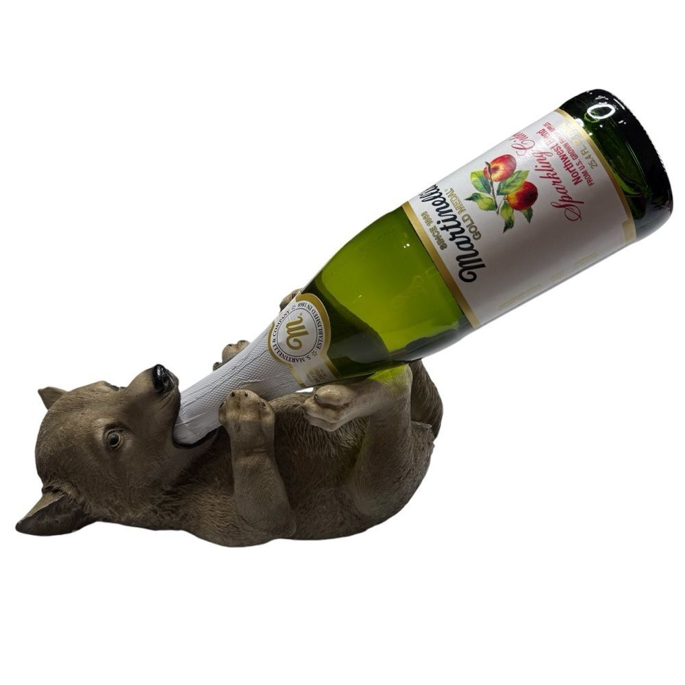 Wolf Pup Wine Bottle Holder Resin 2012 DWK